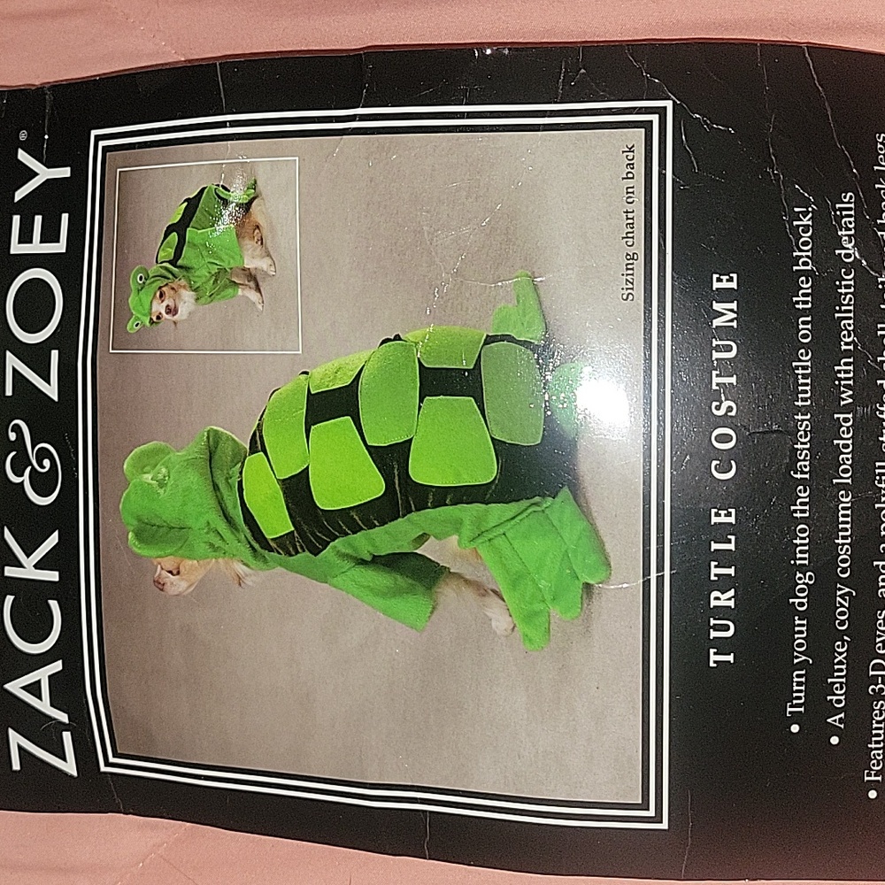 Zack & Zoey Vibrant Green Turtle Pet Costume Size S